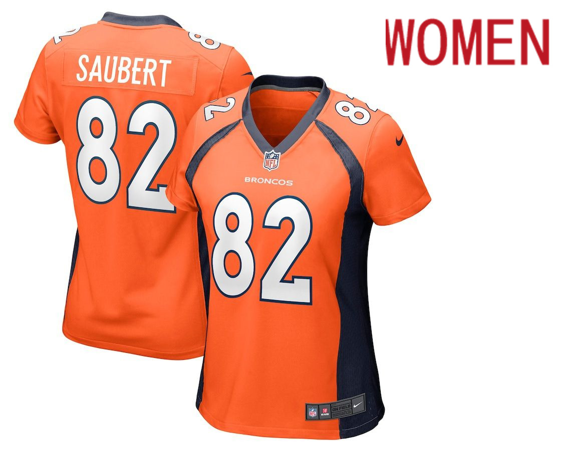 Women Denver Broncos 82 Eric Saubert Orange Nike Game NFL Jersey